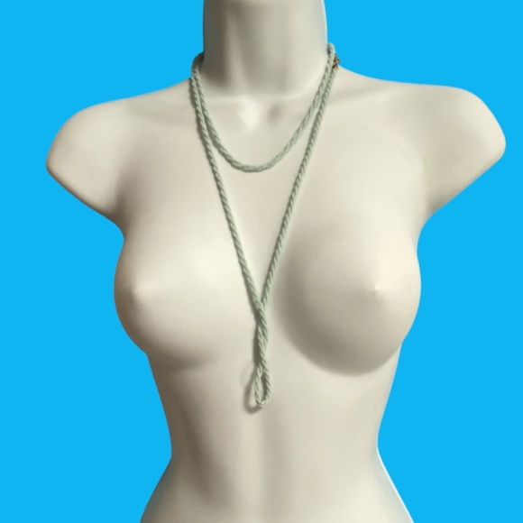 Vintage Mint Green Seed Bead 46" Super Long Twist Necklace - Picture 7 of 10